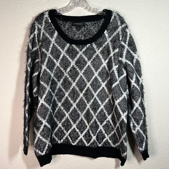 Lane Bryant Gray Plaid Crew Neck Knitted Pullover Sweater Womens Size 18/20 - Picture 1 of 6